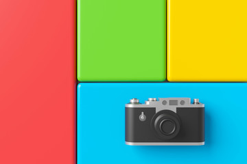 Abstract background of retro camera. 3D rendering.