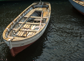 Fototapeta na wymiar boat dinghy on water without people