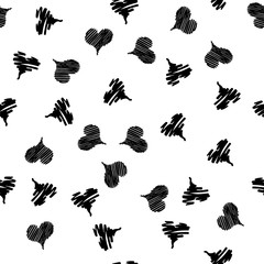Seamless Modern grunge heart hand drawn set, great design for any purposes. Hand drawn doodle grunge heart set. Modern vector design. Seamless vector tile pattern. Doodle illustration