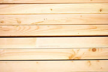 A closeup view of horizontal beams of treated wood