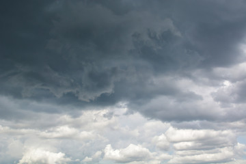 Dark clouds in the sky are signs of rain.
