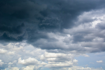 Dark clouds in the sky are signs of rain.