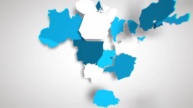 Motion Graphics Animated Map of Brazil Forming - White