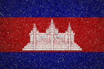 National flag of Cambodia on a stone background.The concept of national pride and symbol of the...