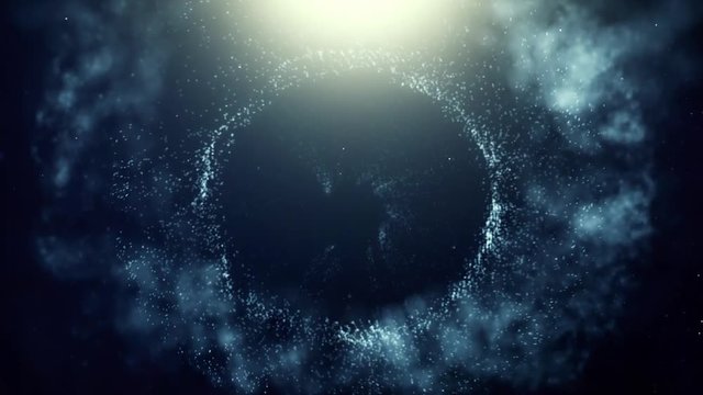 Glittering particles sparkle and drift along on a soft current.