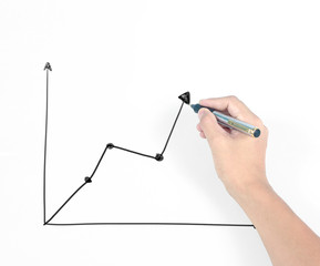 Businessman drawing  chart growing graph