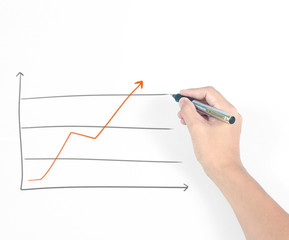 Businessman drawing  chart growing graph