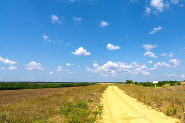 Summer landscape. Country road going to the horizon