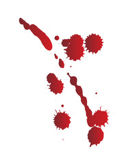 Dripping blood  or red paint isolated on white background. Halloween concept, ink splatter illustration.