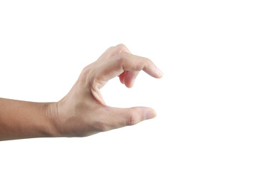 hand isolated at  background making size measuring gesture