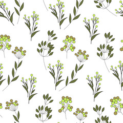 Texture with flowers and plants. Floral ornament. Original flowers pattern.