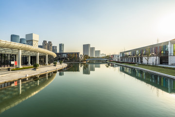 Obraz premium modern city waterfront downtown skyline,China.