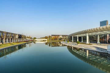 modern city waterfront downtown skyline,China.