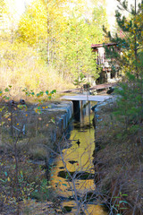 Water drain system of old quarry, gutter at the bottom of the quarry