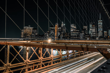 long exposure Brooklyn bridge with lower Manhattan in view