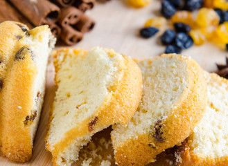 Sweet bread with raisins baked for christmas
