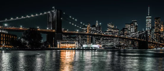 Fotobehang Brooklyn Bridge met het centrum van Manhattan © Fabian