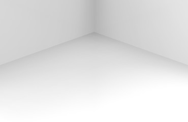 3d rendering. modern simple minimal white corner room box wall desin background.