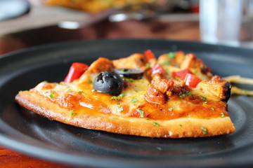 pizza with mushrooms and cheese