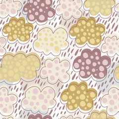 Cute clouds seamless pattern. Weather background. Rain backdrop.