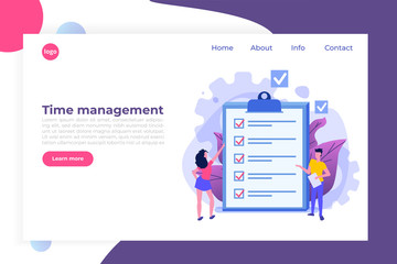 Time management concept,  Business scheduling app. Flat vector illustration.