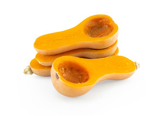 Butternut squash with sliced isolated on white background, food healthy concept