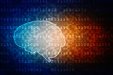 2d illustration Concept of thinking, background with brain, Abstract Artificial intelligence. Technology web background