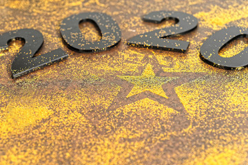 Happy New Year 2020. Symbol from number 2020 on stone background