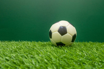 Football are on green grass