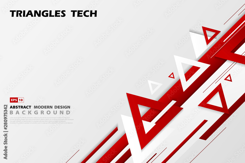 Poster abstract gradient red triangles tech overlap design of futuristic pattern style. illustration vector