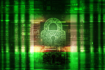 2d illustration Safety concept: Closed Padlock on digital background