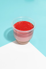 Dietary desserts in a plastic cup. Healthy eating concept