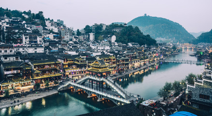 Night view of Fenghuang Old Town