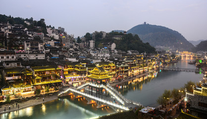 Night view of Fenghuang Old Town