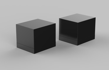 Hard cardboard box mock up template on isolated white background, ready for your design presentation, 3d illustration.