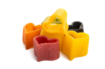 italian pasta hearts isolated