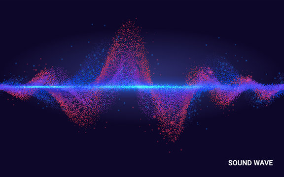 Concept Sound. Abstract Colorful Wave Element for Music Design with Equalizer. The dynamic line on a dark background. Big data. Technology Science.