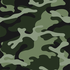 Military camouflage seamless pattern. Khaki texture. Trendy background. Abstract color vector illustration. For design wallpaper, wrapping paper, fabric.