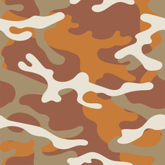 Military camouflage seamless pattern. Khaki texture. Trendy background. Abstract color vector illustration. For design wallpaper, wrapping paper, fabric.