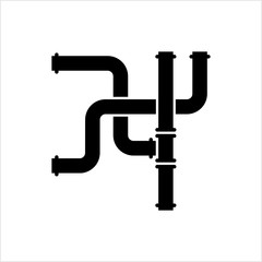 Pipe Icon, Pipe Fitting Icon, Water, Gas, Oil Pipeline, Plumbing Work