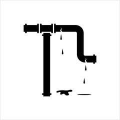 Broken Pipe Icon, Leakage In Pipe