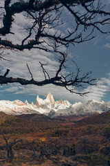 Fitz Roy in Autumn with film style, Patagonia.