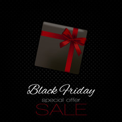 Black Friday Special Offer Sale vector isolated illustration with dark red presents on black background