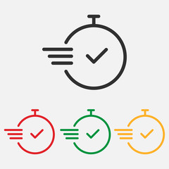 Set chronometer icon isolated on white background. Vector illustration.