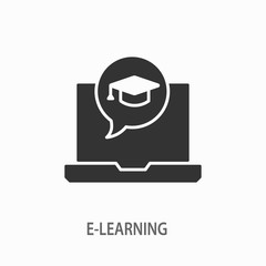 E-learning distance education vector icon for graphic and web design.