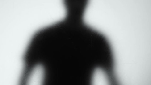 Male silhouette looking for exit, quest room, obstacle problem, nightmare horror