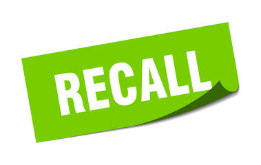recall sticker. recall square isolated sign. recall