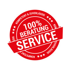 rotes Siegel für 100% Beratung und Service