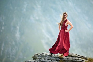 Woman in red dress