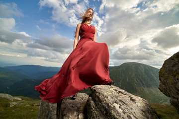 Woman in red dress